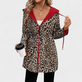 Evie | Chaqueta reversible con capucha y estampado de leopardo