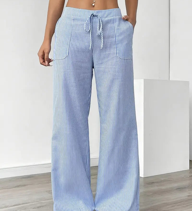 Alina™ | Elegantes pantalones a rayas con bolsillos