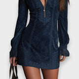 Jane | Minivestido de gamuza azul con encaje