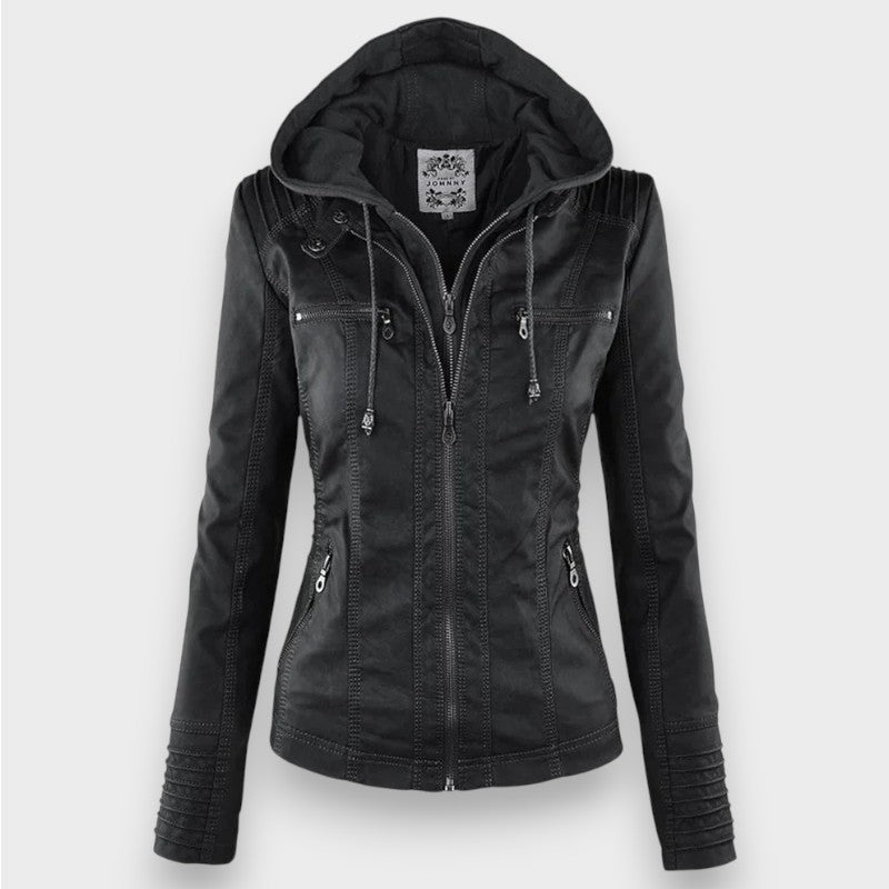 Leni | Chaqueta de Cuero Estilo Motero