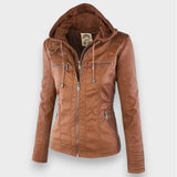Leni | Chaqueta de Cuero Estilo Motero