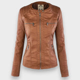 Leni | Chaqueta de Cuero Estilo Motero