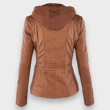 Leni | Chaqueta de Cuero Estilo Motero
