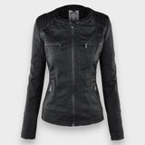 Leni | Chaqueta de Cuero Estilo Motero