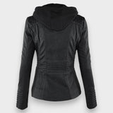 Leni | Chaqueta de Cuero Estilo Motero