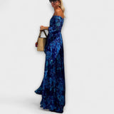 Juniper - Vestido largo floral con hombros descubiertos y fruncido en la parte superior, perfecto para vacaciones