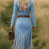 Vestido Midi Sierra Western Fringe con Cremallera