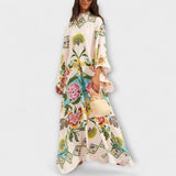 Lisa - Vestido largo elegante con estampado floral y diseño fluido