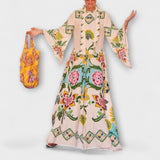 Lisa - Vestido largo elegante con estampado floral y diseño fluido