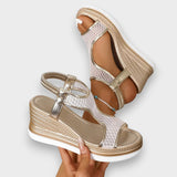Léa | Elegante sandalia ortopédica sin cordones para mujer con tacón de cuña