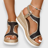 Léa | Elegante sandalia ortopédica sin cordones para mujer con tacón de cuña