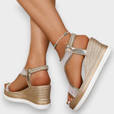 Léa | Elegante sandalia ortopédica sin cordones para mujer con tacón de cuña
