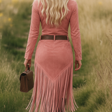 Vestido Midi Sierra Western Fringe con Cremallera