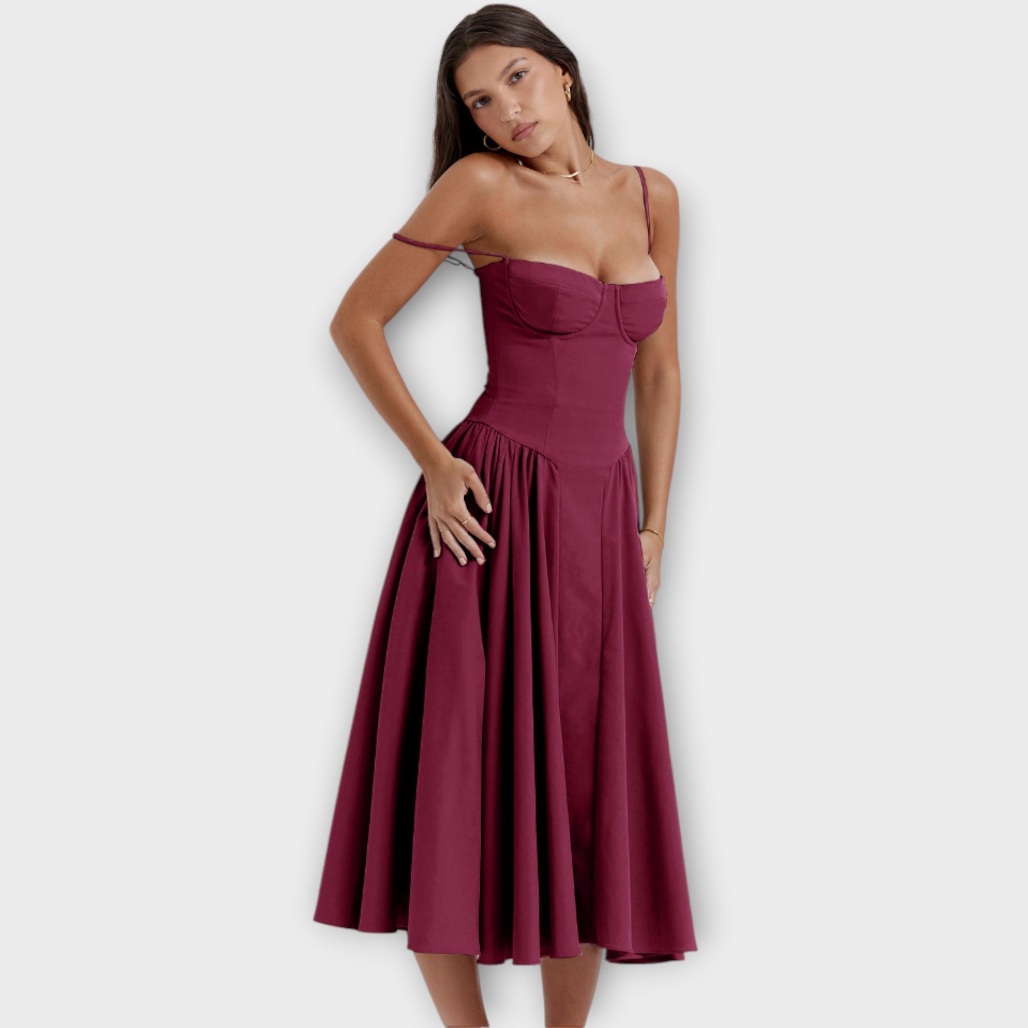 Gesine - Vestido Midi Corsé Sin Mangas