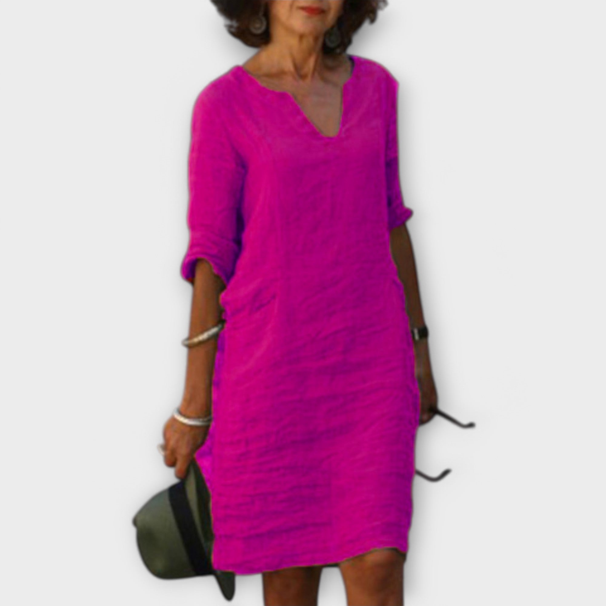 Sandra - Vestido elegante y cómodo con cuello de pico