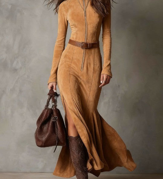 Maxivestido vintage con cinturón