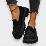 Jasmine | Botas de piel acharolada con plataforma y estampado de leopardo