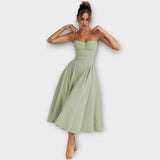 Gesine - Vestido Midi Corsé Sin Mangas