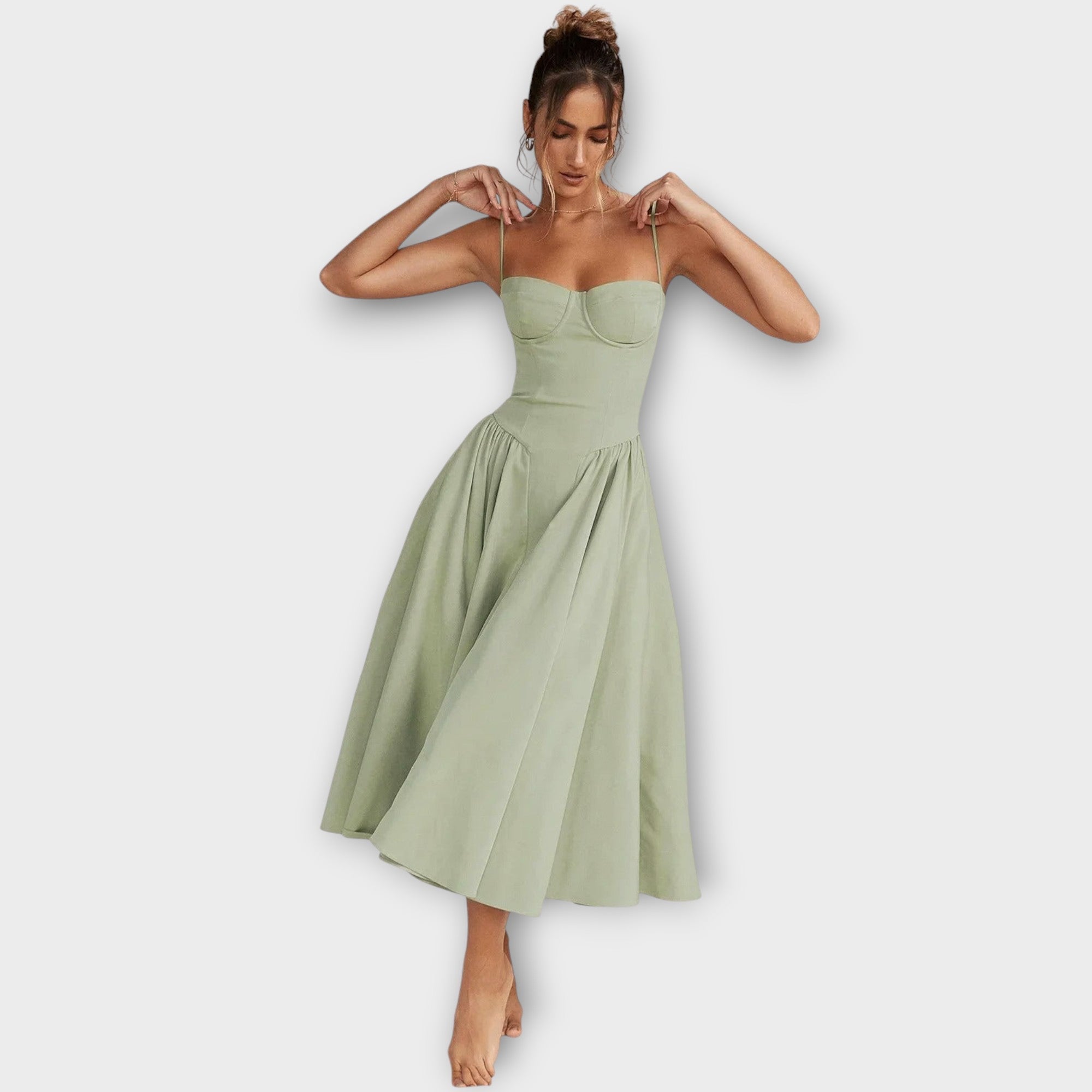 Gesine - Vestido Midi Corsé Sin Mangas