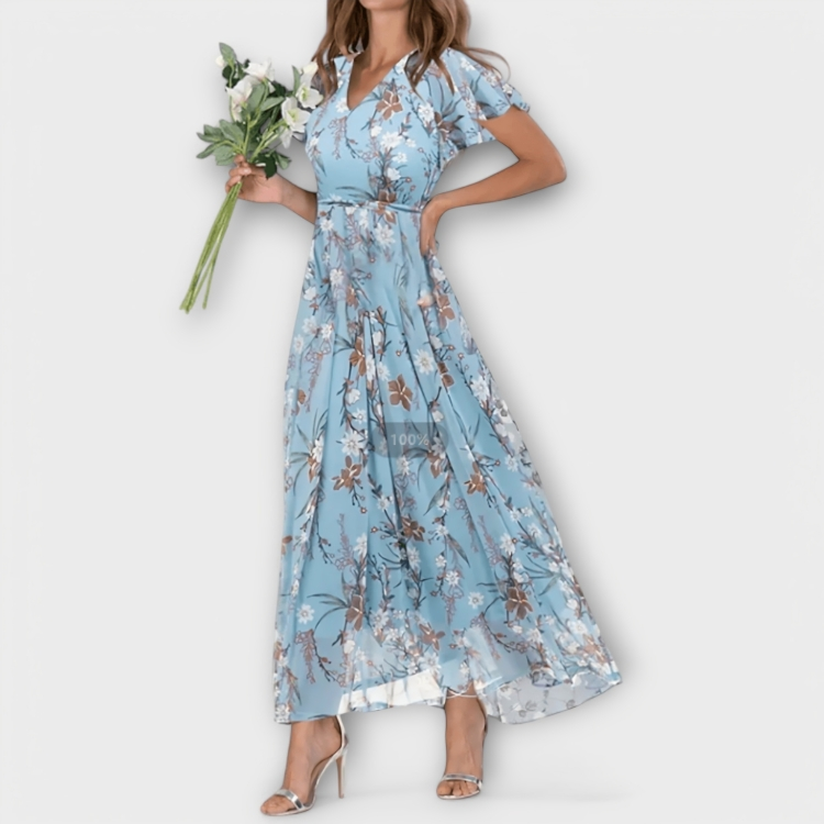 Jasmina | Vestido maxi de gasa floral