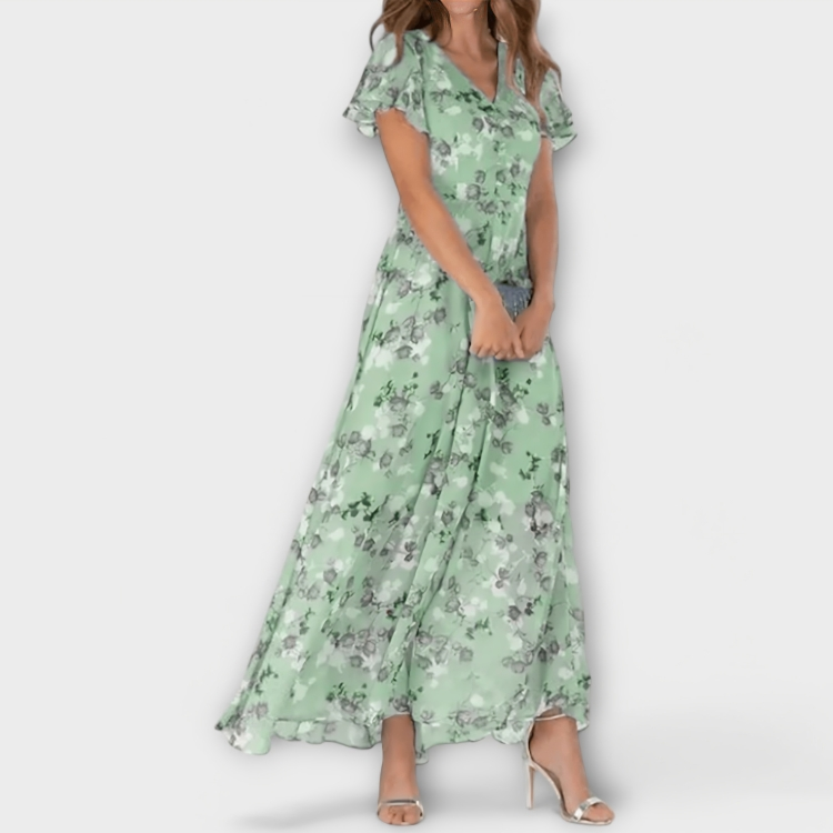 Jasmina | Vestido maxi de gasa floral