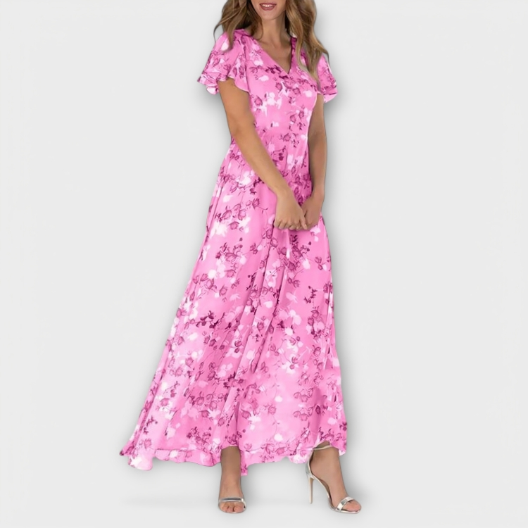 Jasmina | Vestido maxi de gasa floral