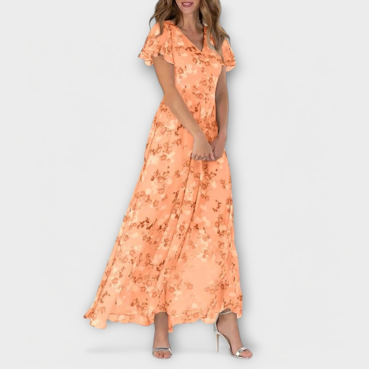 Jasmina | Vestido maxi de gasa floral