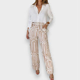 Aurora | Conjunto elegante de pantalón con blusa y cinturón