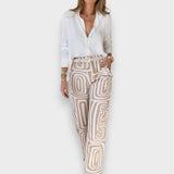 Aurora | Conjunto elegante de pantalón con blusa y cinturón