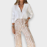 Aurora | Conjunto elegante de pantalón con blusa y cinturón