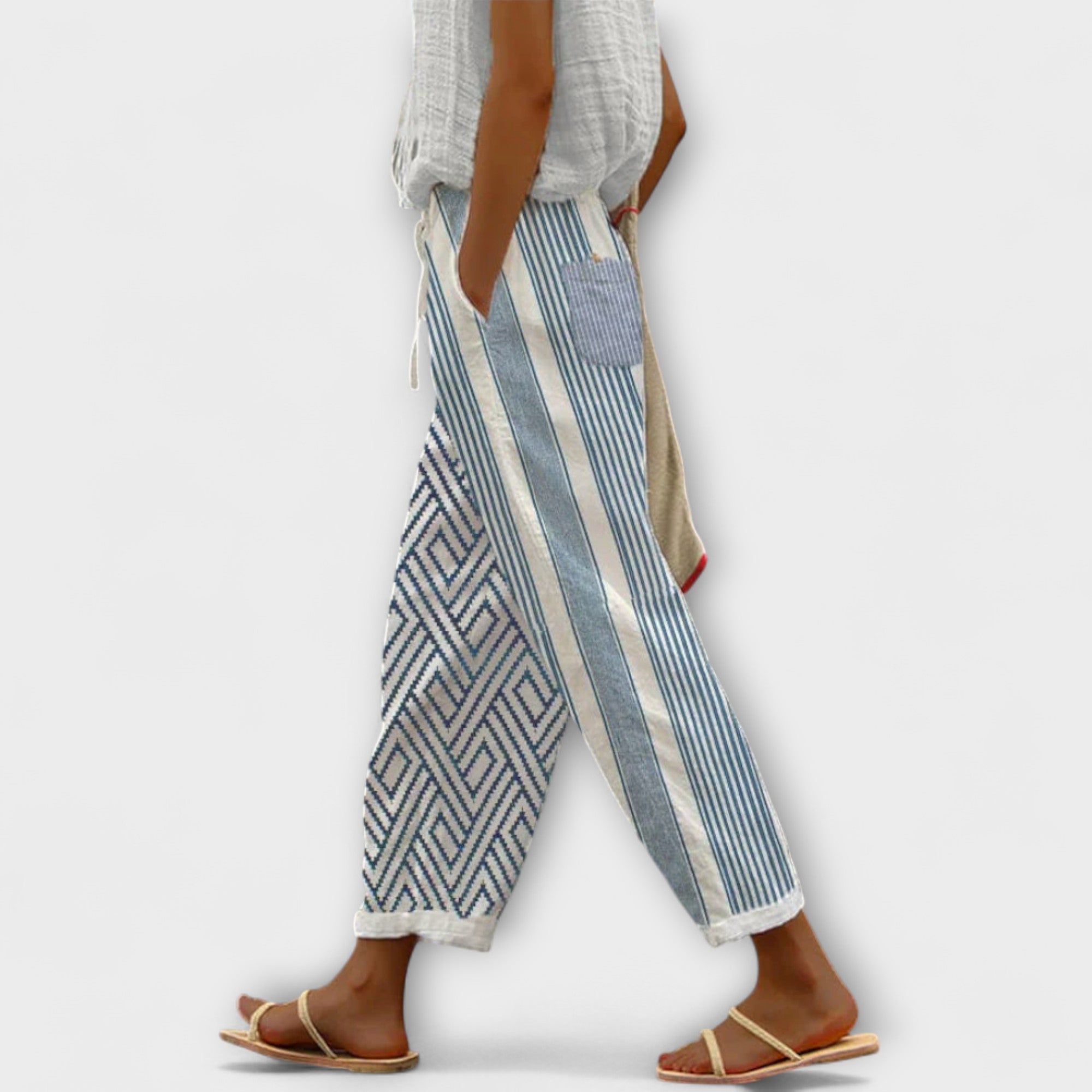 Airish – Pantalones casuales con botones estampados distintivos