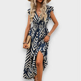 Milena | Vestido con estampado total y cintura fruncida