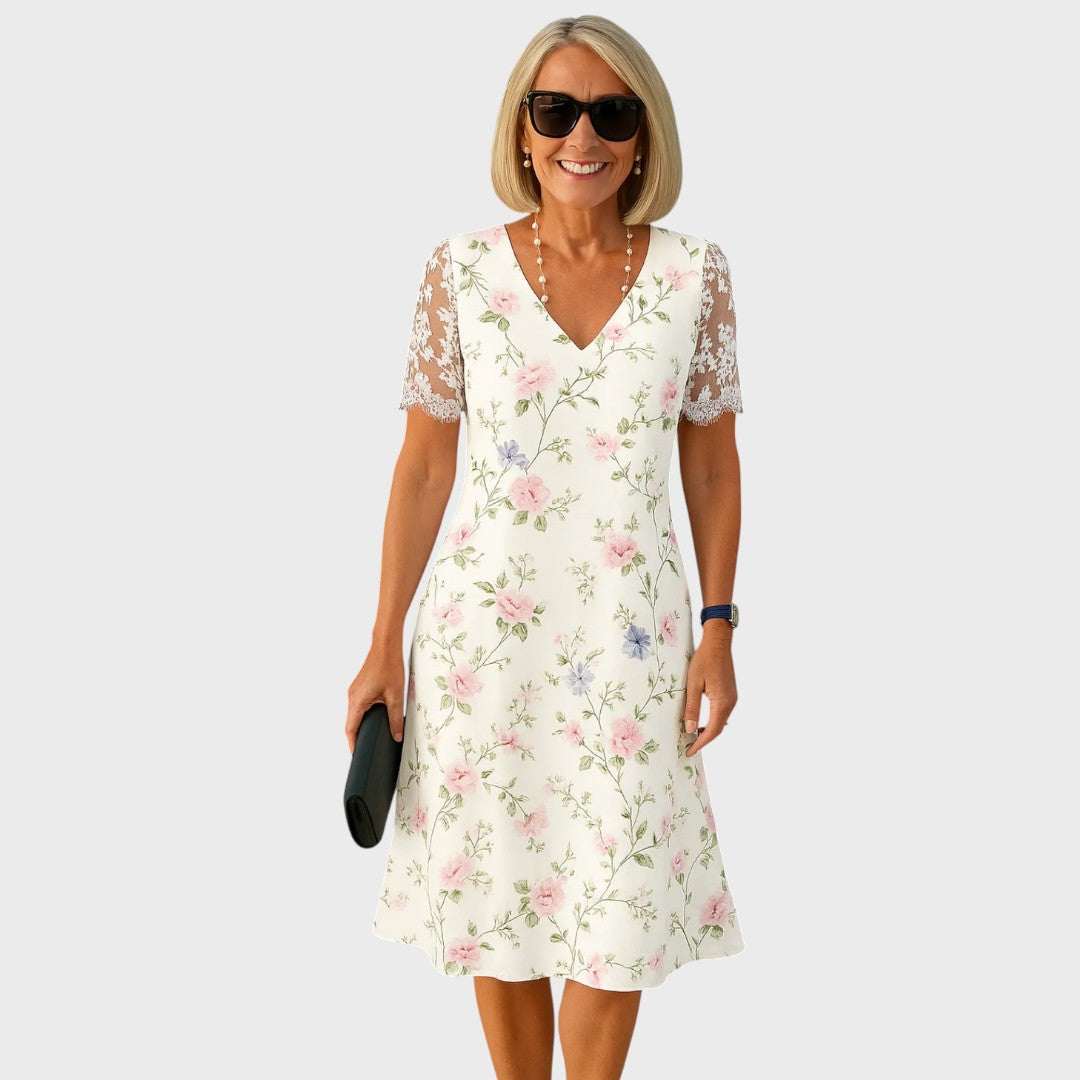 Laura | Elegante vestido midi con detalles de encaje